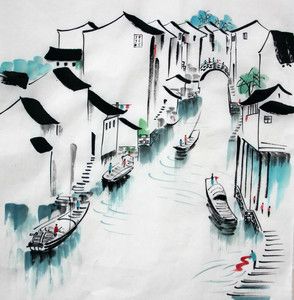 江南水乡水墨画,吴冠中的山水画是什么流派