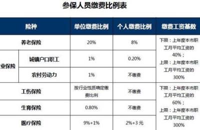 2021年企业社保缴费比例明细表,2021年企业社保缴费标准一览表