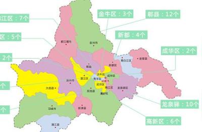 成都各区分布图,成都直辖的20个区县市是那些
