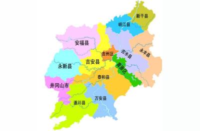 江西吉安地图,吉安属于江西什么部