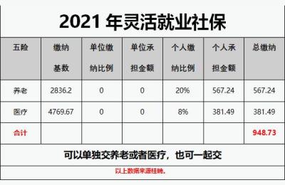 个人社保多少钱一个月,2021个人社保缴费标准表