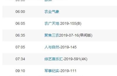 央视7套节目表,cctv5和cctv7区别