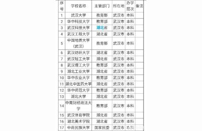 武汉所有大学,湖北武汉汉口那边有哪些大学