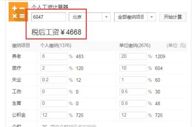 北京市工资计算器,2022个人所得税计算器